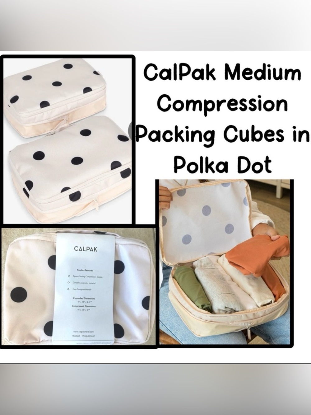 CalPak Medium Compression Packing Cubes in Polka Dot